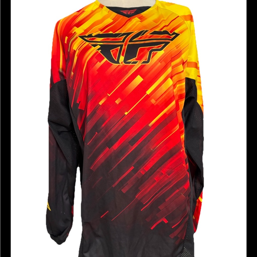 Fly Racing Kinetic Young Bike Jersey Long Sleeve large Red/yellow boys size